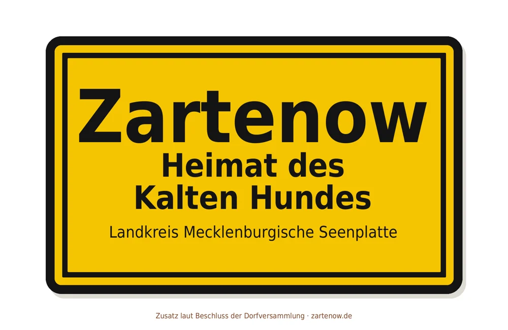 Das Ortsschild mit dem Zusatz, den die Einwohner beschlossen haben.