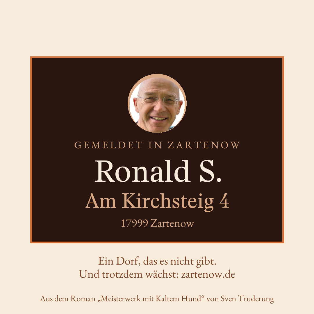 Klingelschild Ronald S., Am Kirchsteig 4, 17999 Zartenow