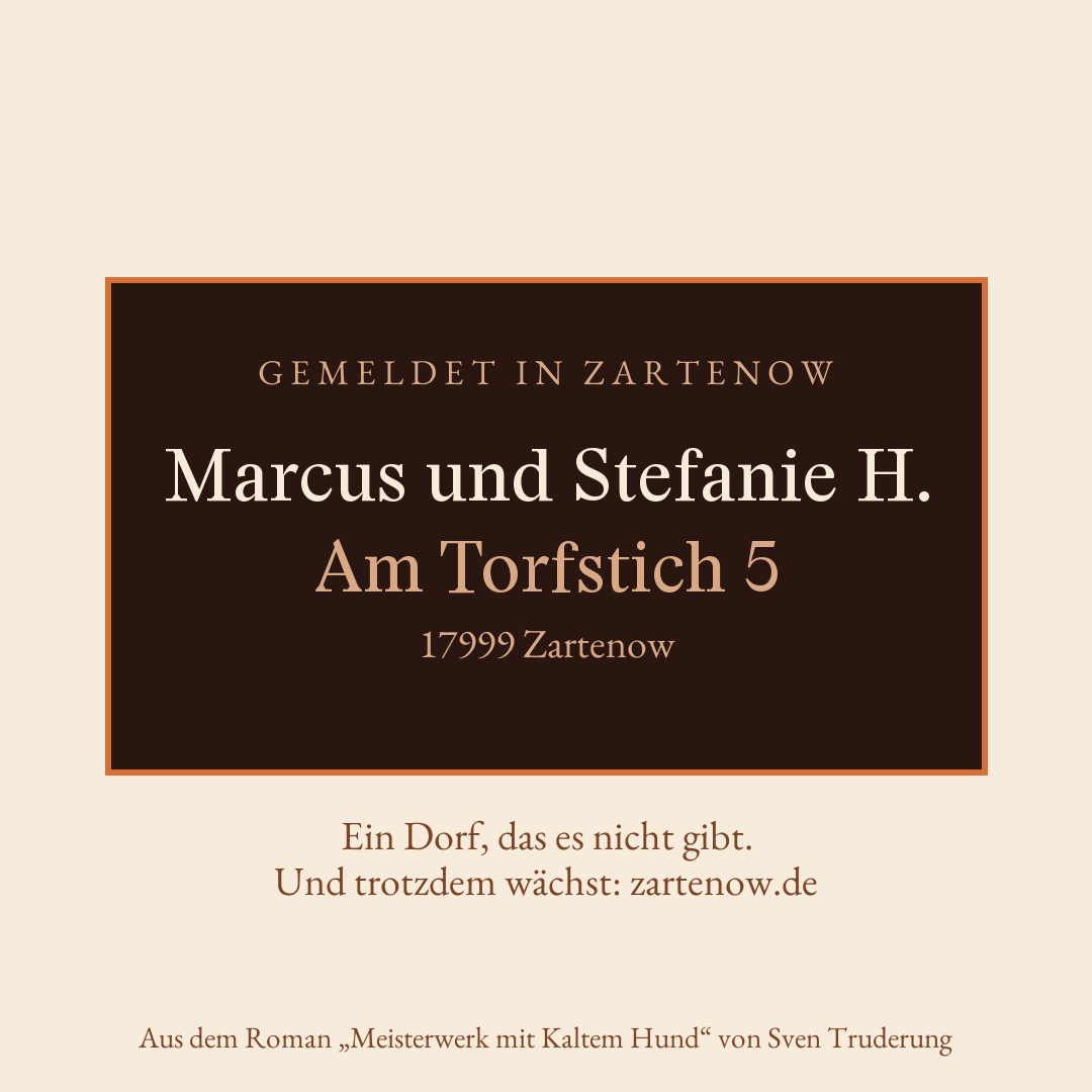 Klingelschild Marcus und Stefanie H., Am Torfstich 5, 17999 Zartenow