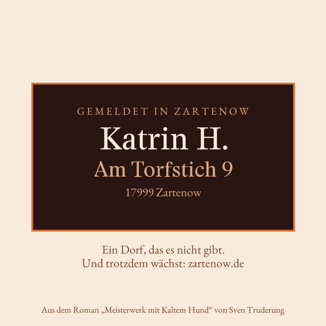 Klingelschild Katrin H., Am Torfstich 9, 17999 Zartenow