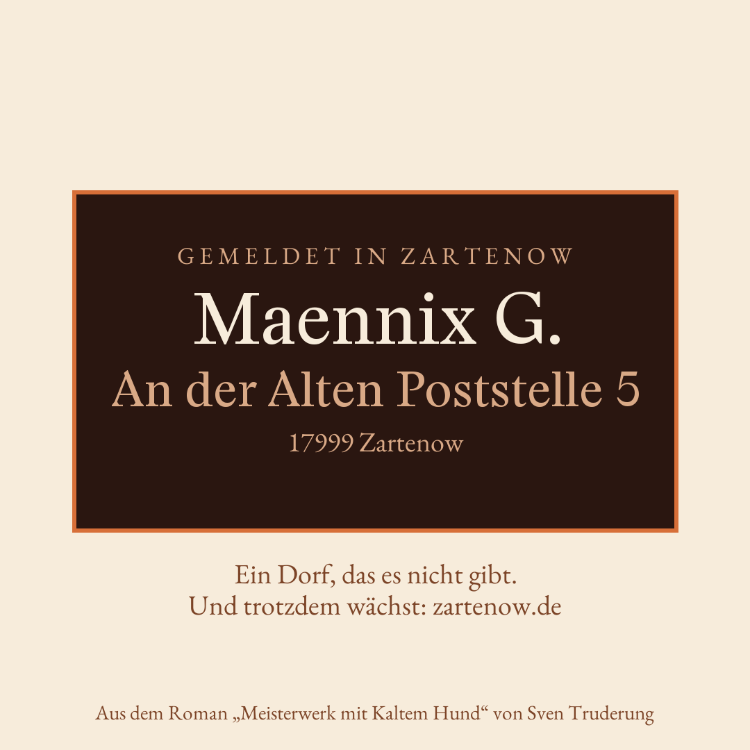 Klingelschild Maennix G., An der Alten Poststelle 5, 17999 Zartenow