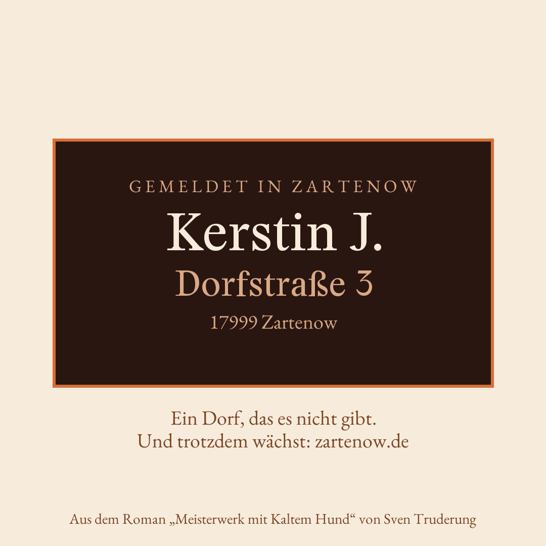 Klingelschild Kerstin J., Dorfstraße 3, 17999 Zartenow