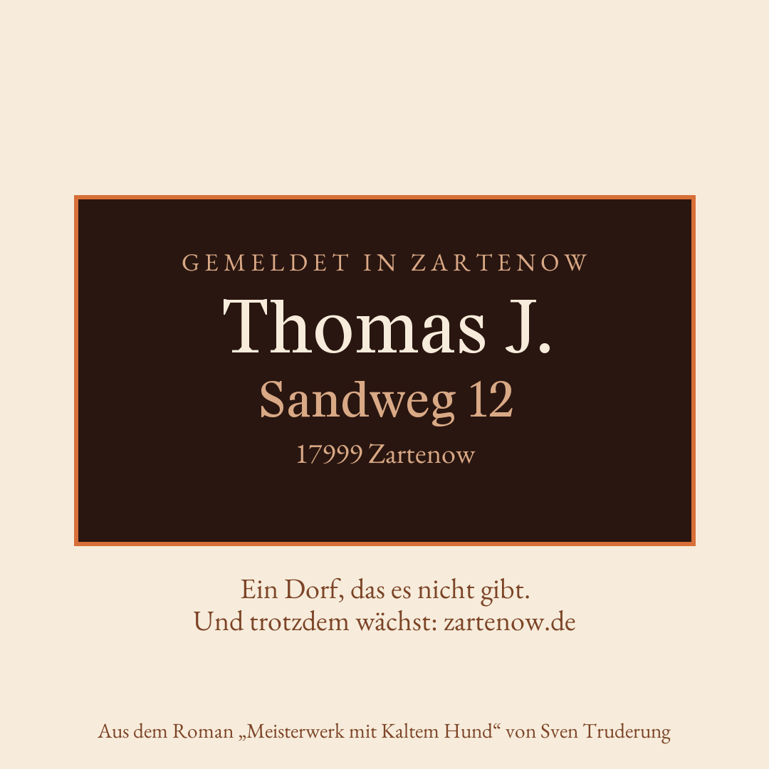 Klingelschild Thomas J., Sandweg 12, 17999 Zartenow