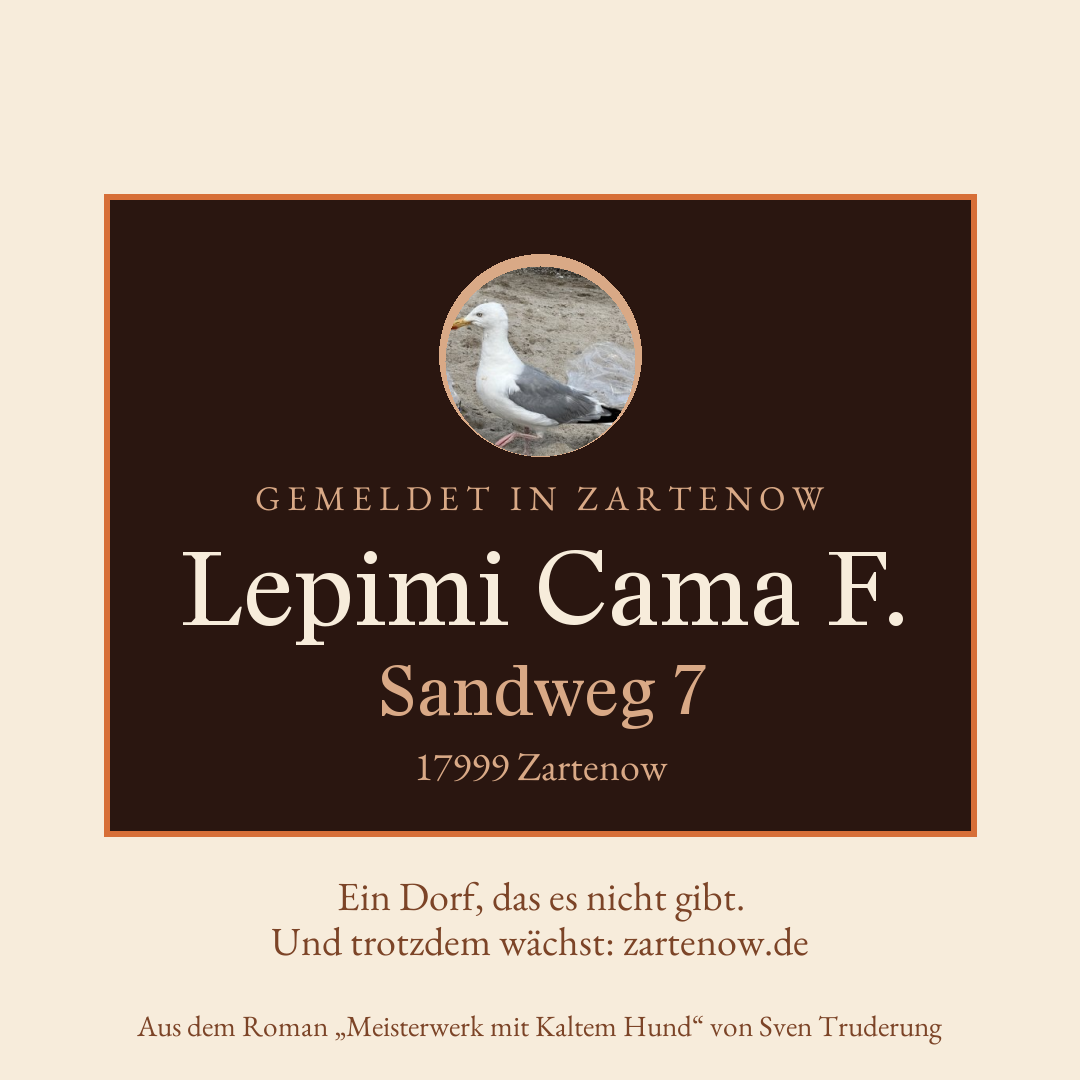 Klingelschild Lepimi Cama F., Sandweg 7, 17999 Zartenow