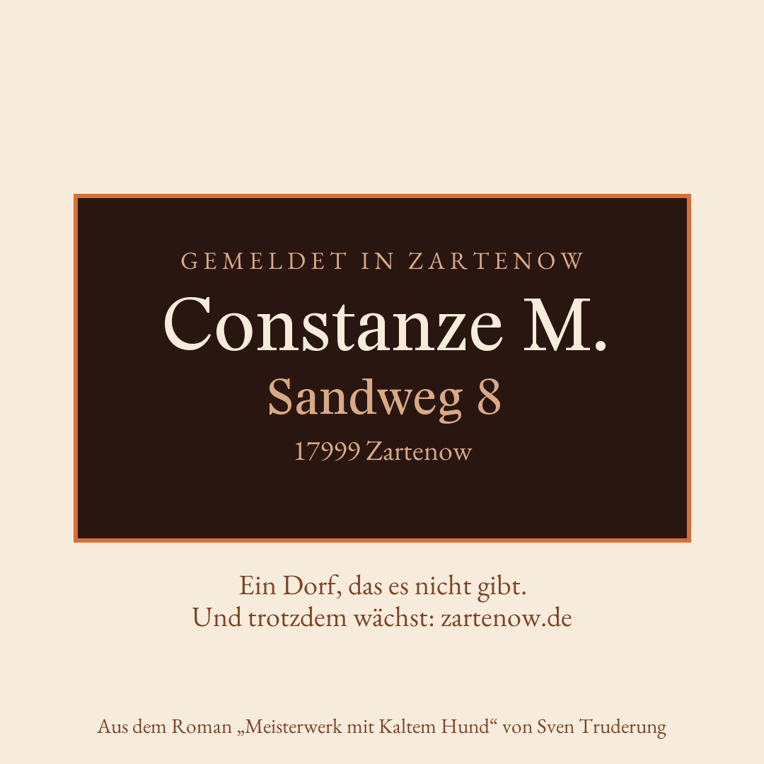 Klingelschild Constanze M., Sandweg 8, 17999 Zartenow