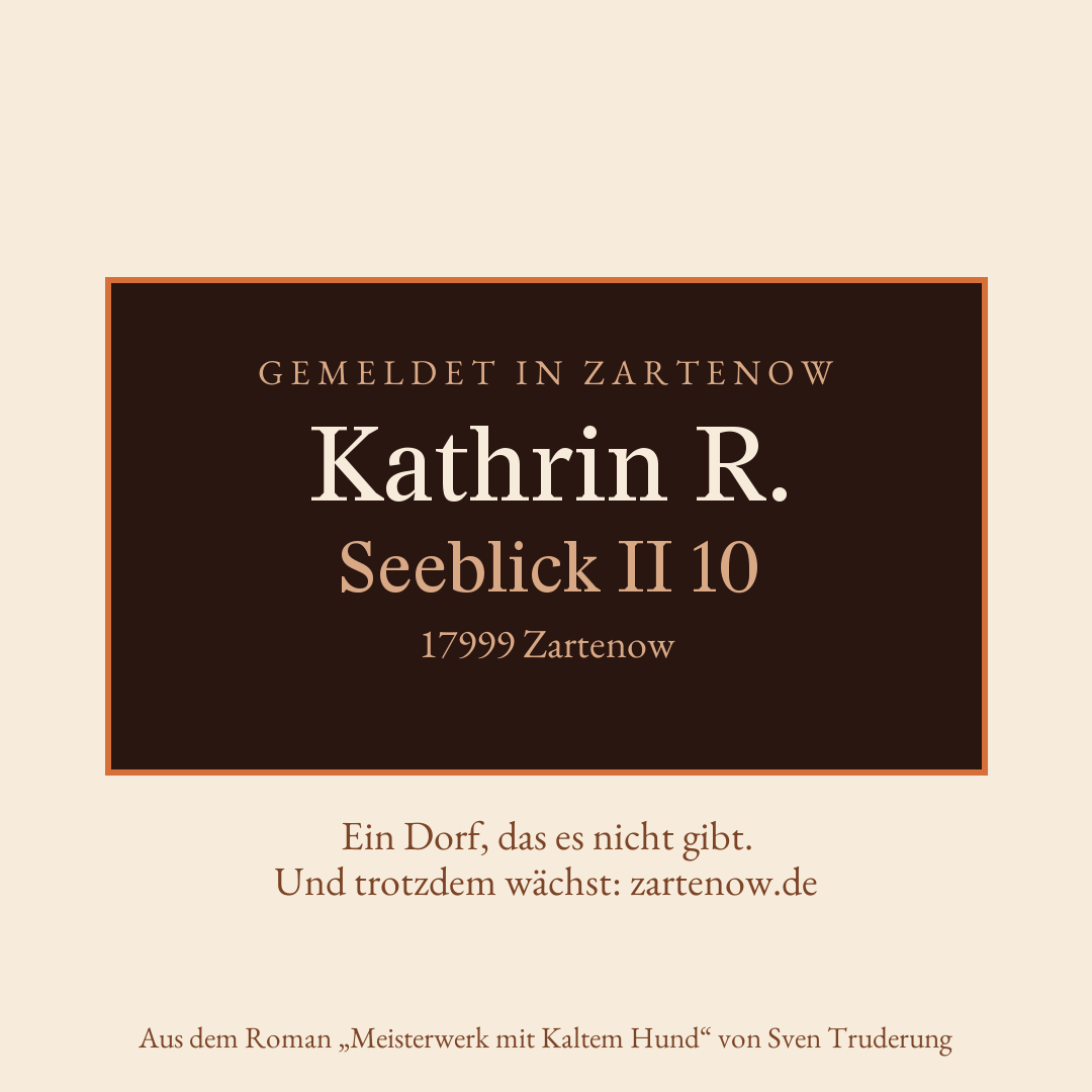 Klingelschild Kathrin R., Seeblick II 10, 17999 Zartenow