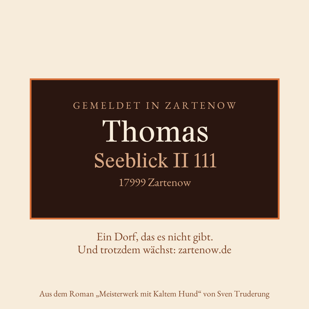 Klingelschild Thomas, Seeblick II 111, 17999 Zartenow
