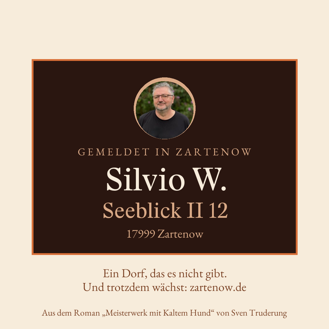 Klingelschild Silvio W., Seeblick II 12, 17999 Zartenow