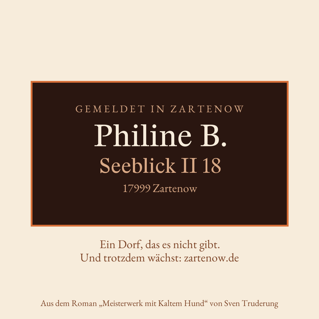 Klingelschild Philine B., Seeblick II 18, 17999 Zartenow