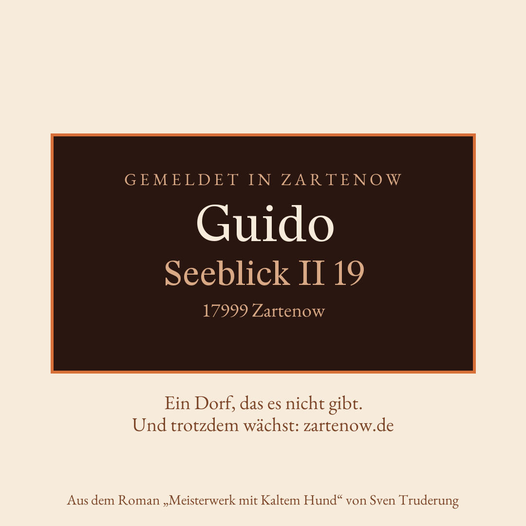 Klingelschild Guido, Seeblick II 19, 17999 Zartenow