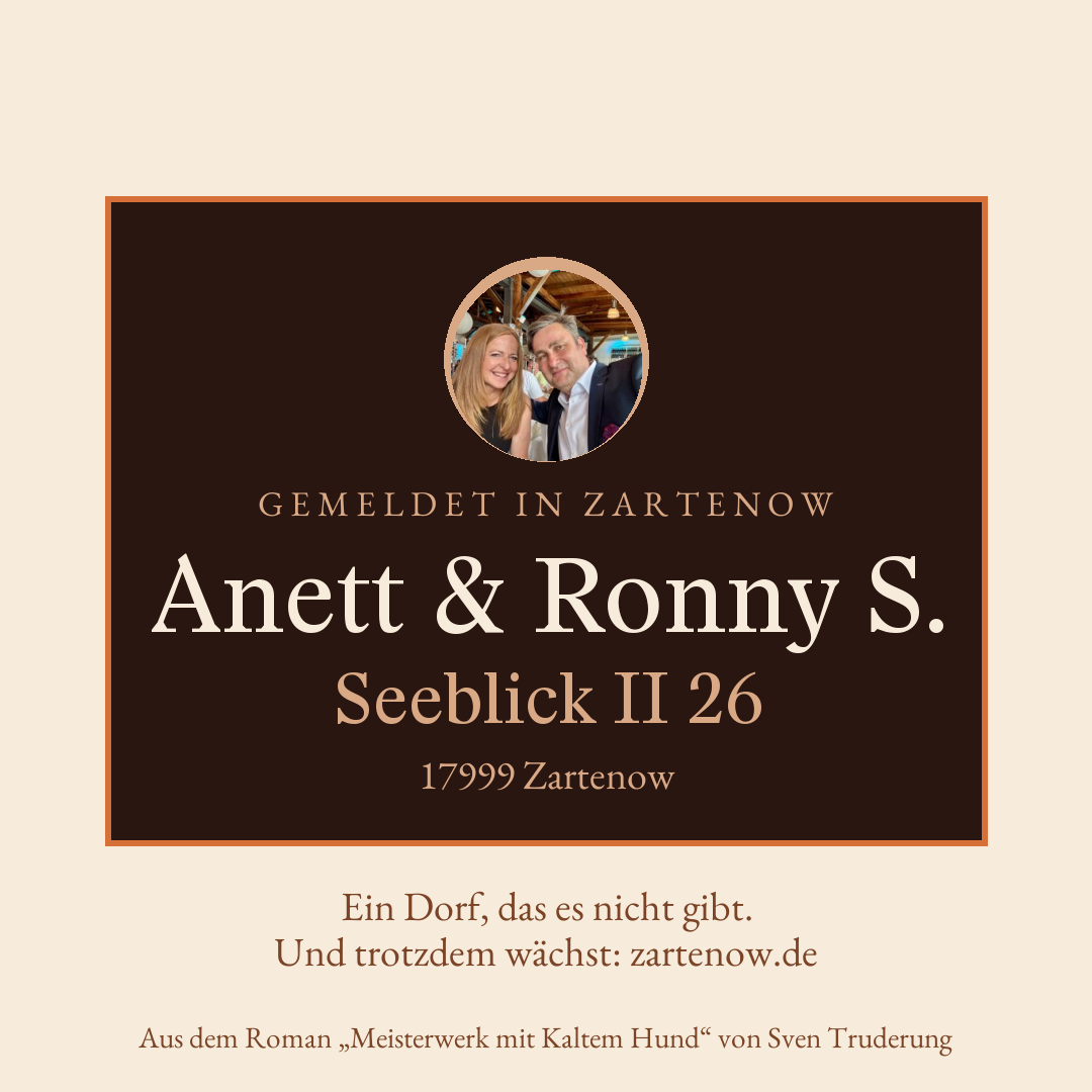 Klingelschild Anett & Ronny S., Seeblick II 26, 17999 Zartenow