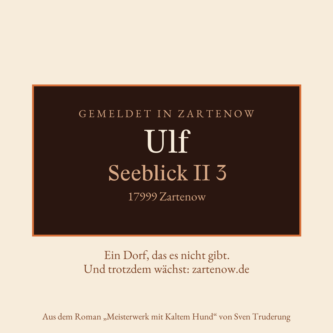 Klingelschild Ulf, Seeblick II 3, 17999 Zartenow