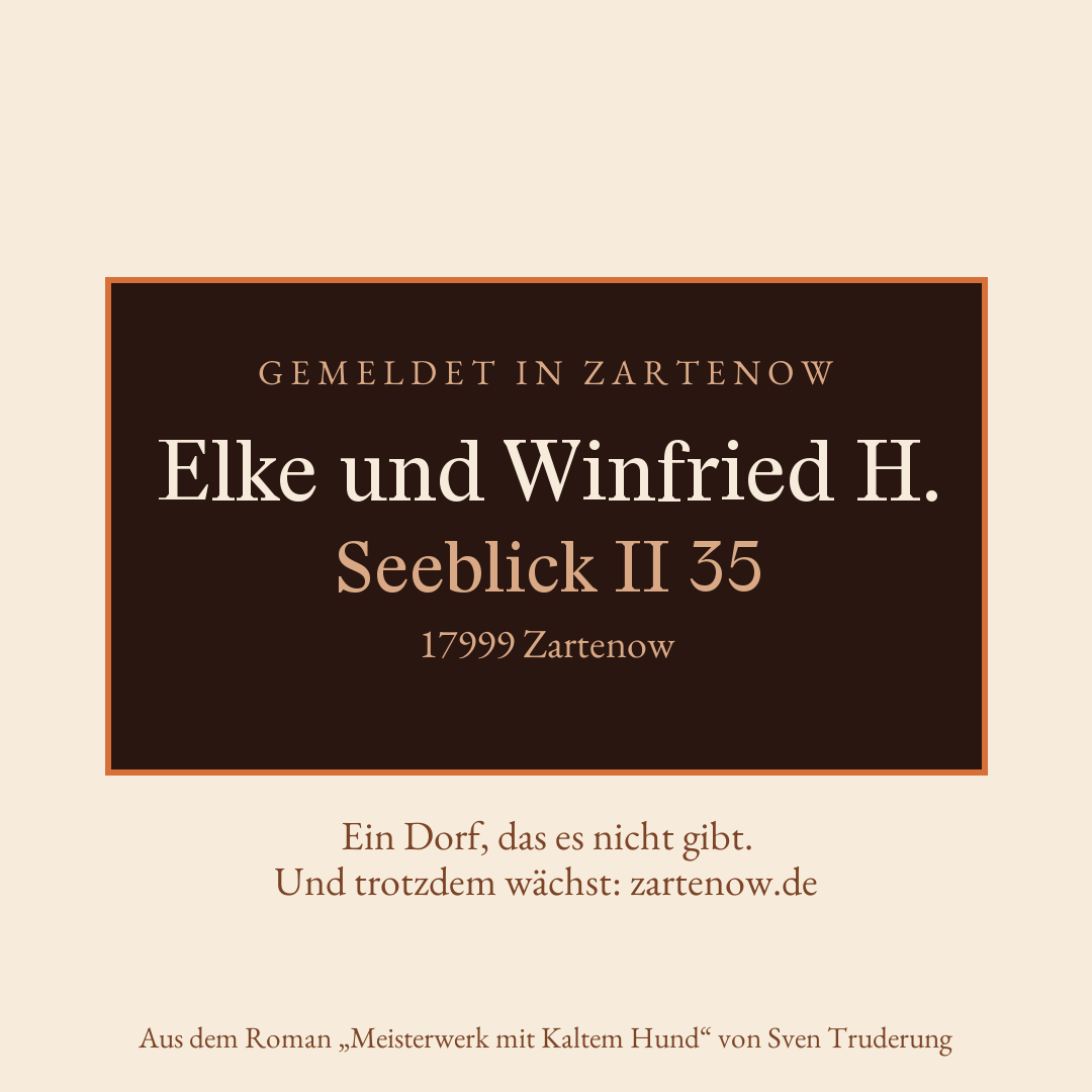 Klingelschild Elke und Winfried H., Seeblick II 35, 17999 Zartenow