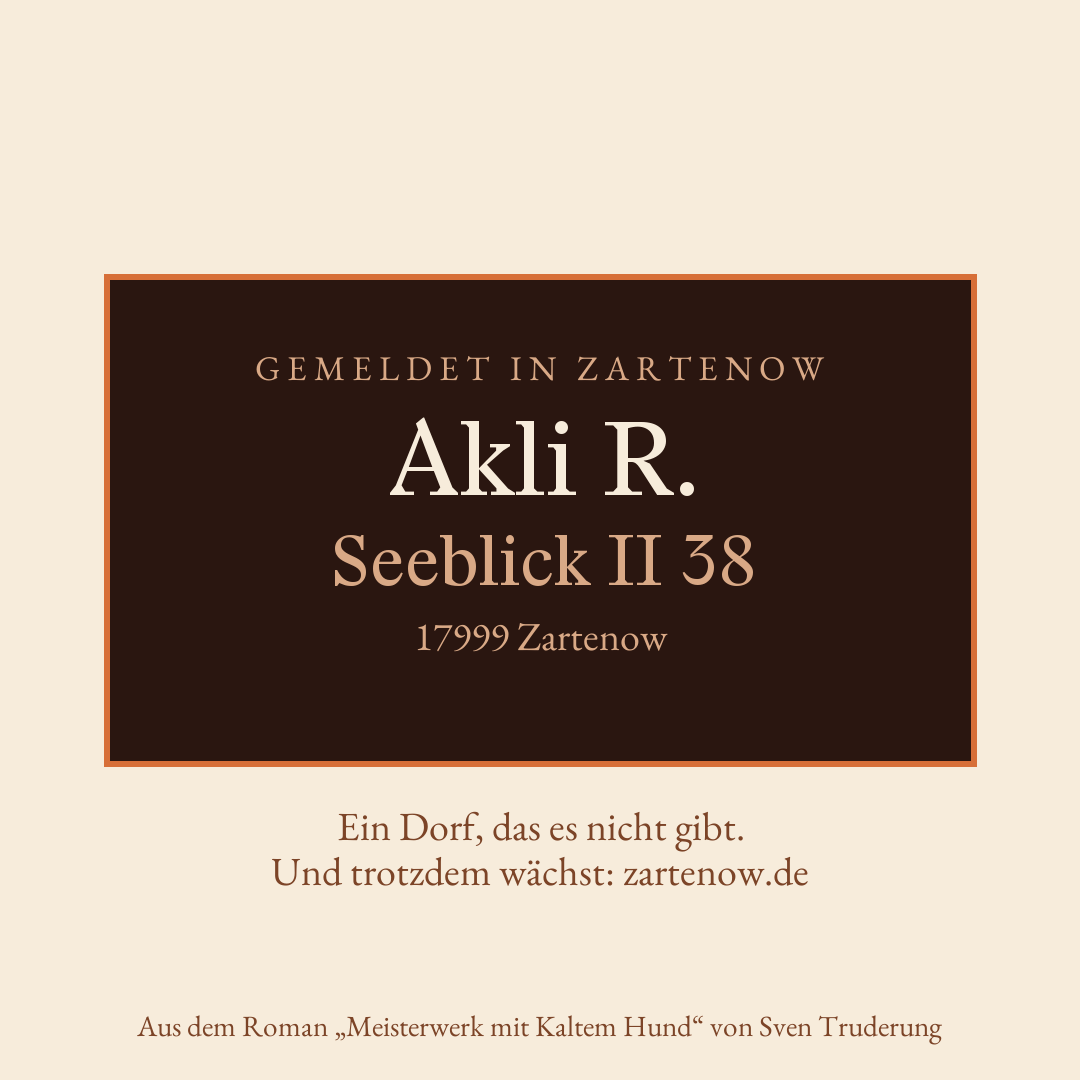 Klingelschild Akli R., Seeblick II 38, 17999 Zartenow