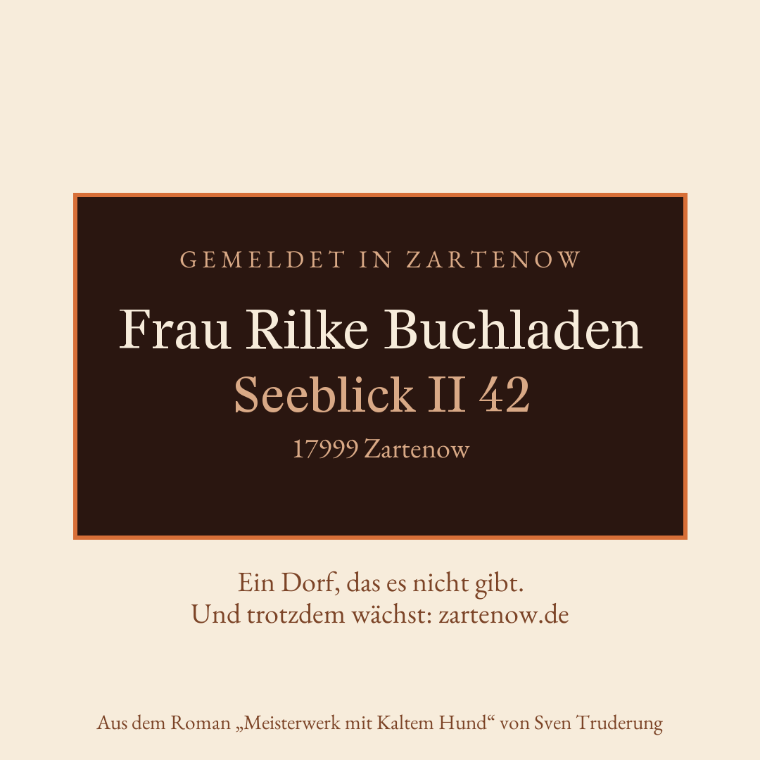 Klingelschild Frau Rilke Buchladen, Seeblick II 42, 17999 Zartenow