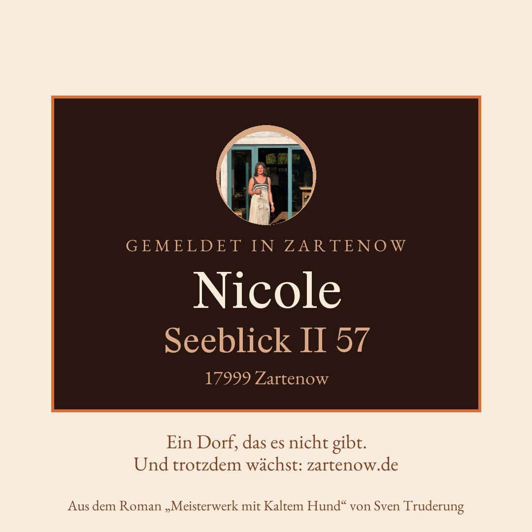 Klingelschild Nicole, Seeblick II 57, 17999 Zartenow