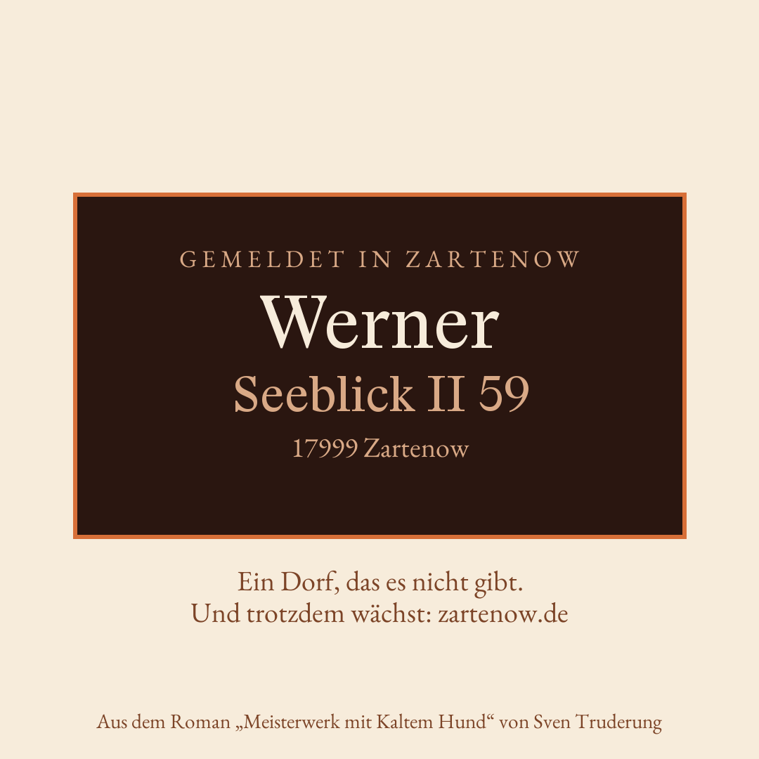 Klingelschild Werner, Seeblick II 59, 17999 Zartenow