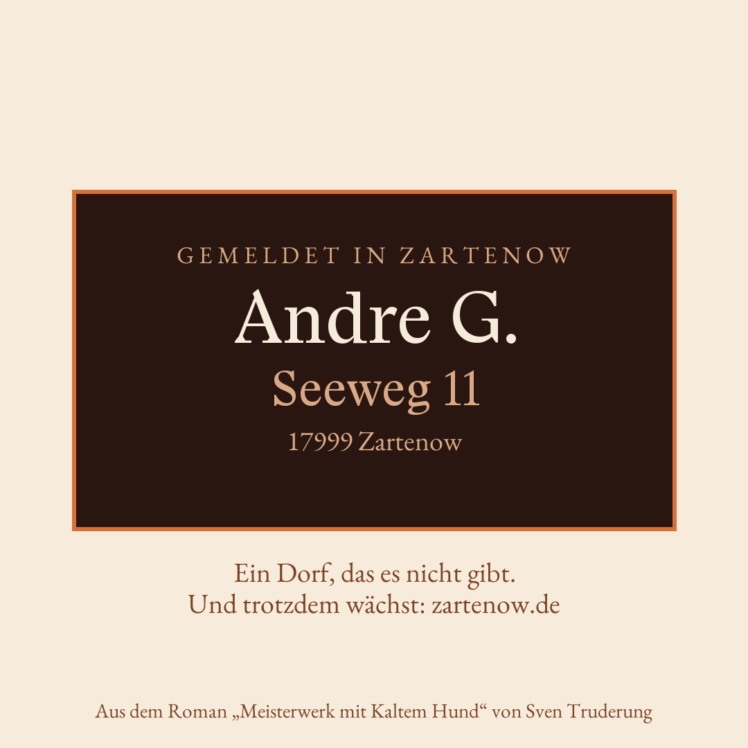 Klingelschild Andre G., Seeweg 11, 17999 Zartenow