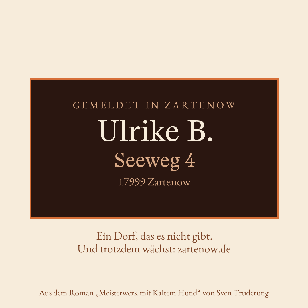 Klingelschild Ulrike B., Seeweg 4, 17999 Zartenow