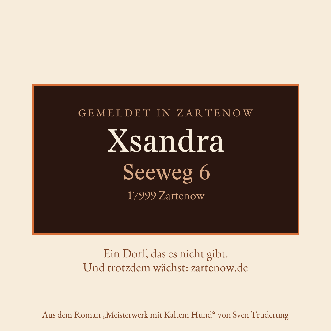 Klingelschild Xsandra, Seeweg 6, 17999 Zartenow